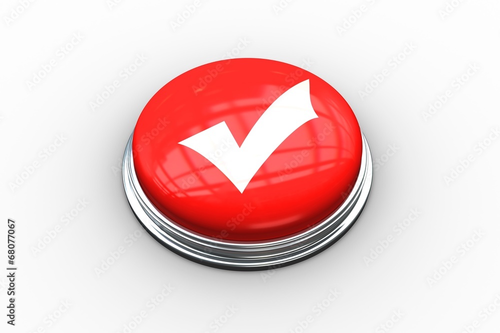 Composite image of tick symbol graphic on button Composite image of tick symbol graphic on button