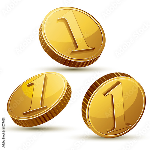 Coin icon set isolated.