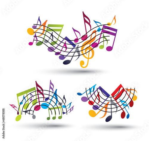 Musical notes staff set.