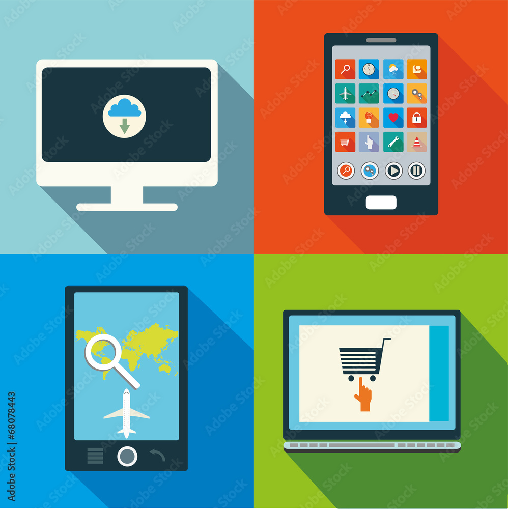 mobile and computer icons illustration mobile and computer icons illustration