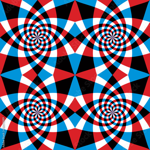 Spiral red and blue whirls seamless pattern.
