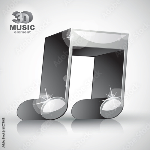 Funky metallic double musical note 3d modern.
