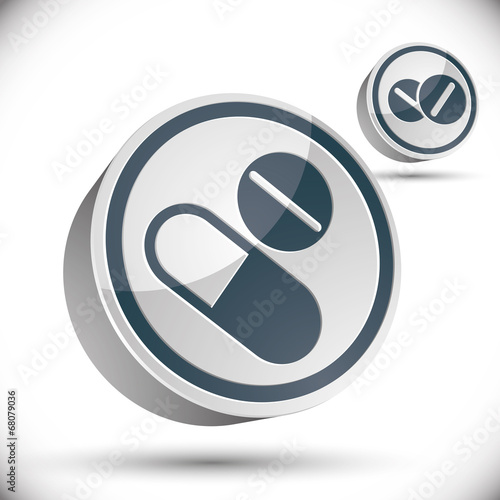 Medical pills 3d vector icon.