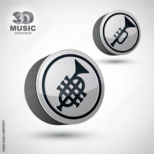 Music pipe icon isolated, 3d vector music theme design element.