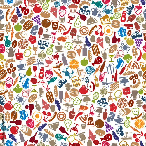 Food and beverages seamless background.