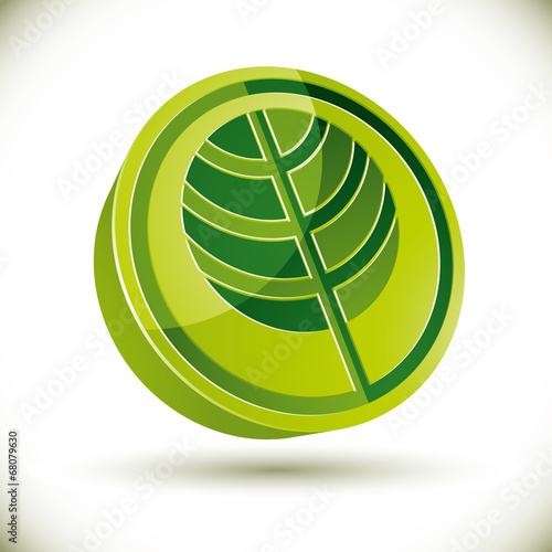 Tree 3d vector round icon.