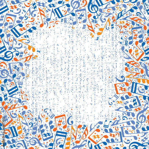 Musical notes frame with gr...
