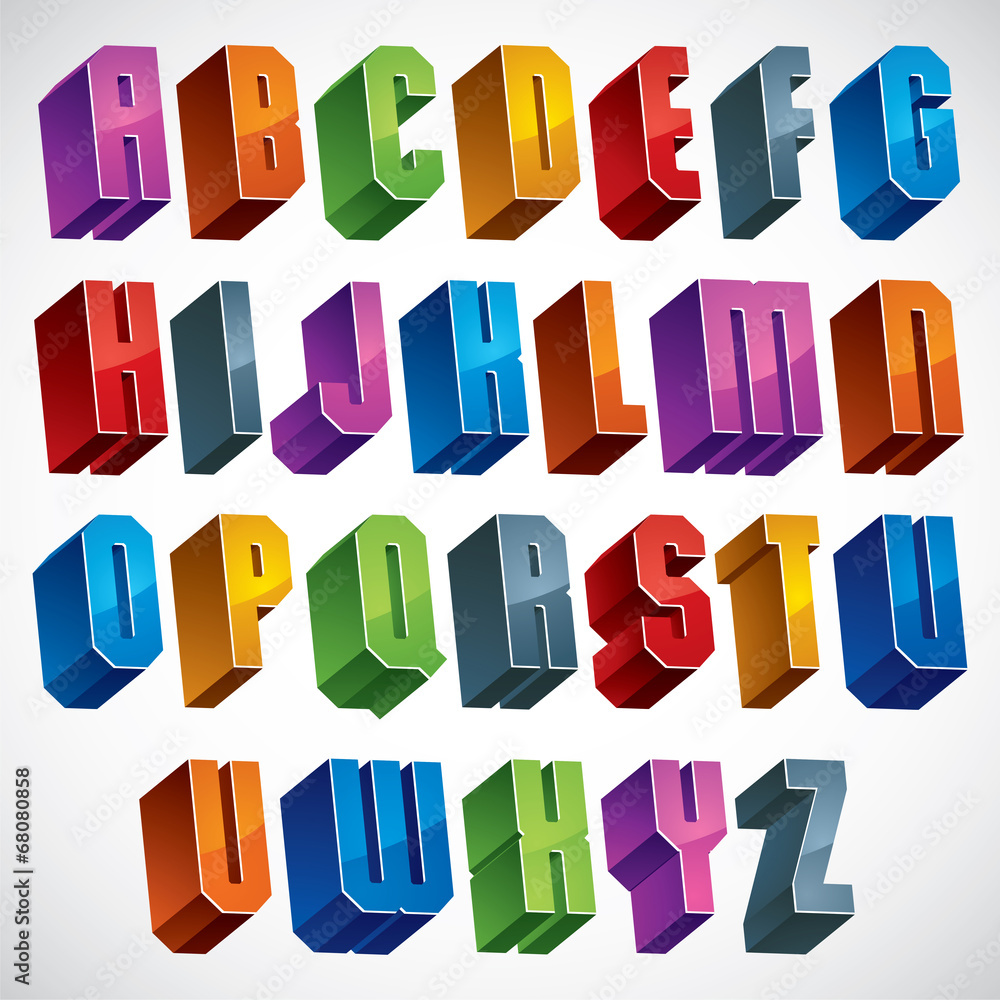 3d font, vector bold and heavy letters. 3d font, vector bold and heavy letters.