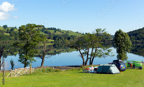 Campsite tents at Ullswater Lake District Cumbria