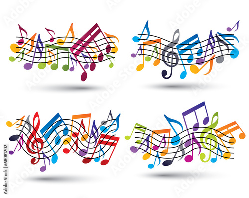 Musical notes staff set.