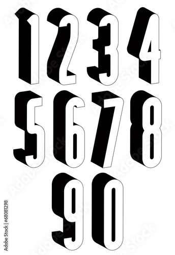 3d black and white tall num...