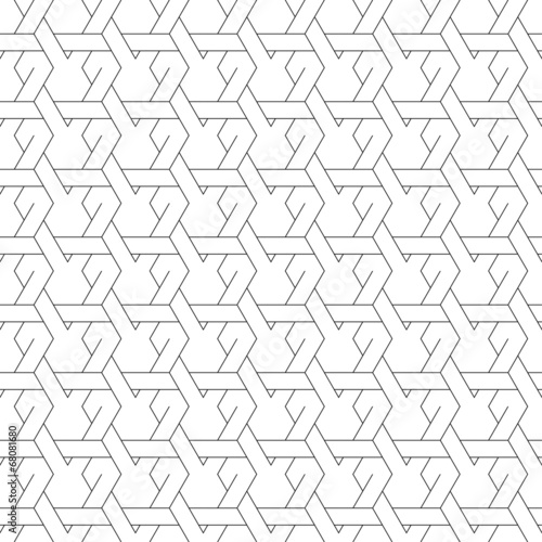 Black and white geometric seamless pattern with line and weave s