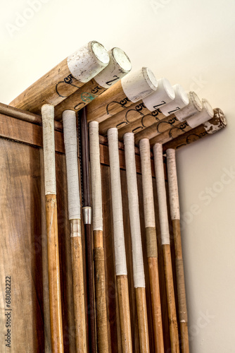 Polo sticks or clubs at Argentinean countryside house.