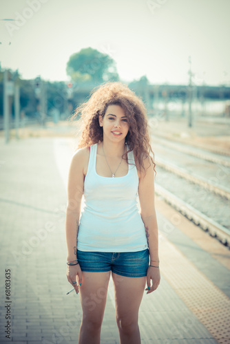 young beautiful long curly hair hipster woman © Eugenio Marongiu