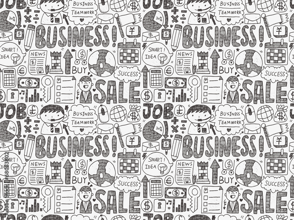 seamless doodle business pattern