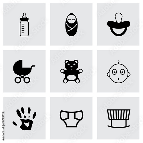 Vector black baby icons set