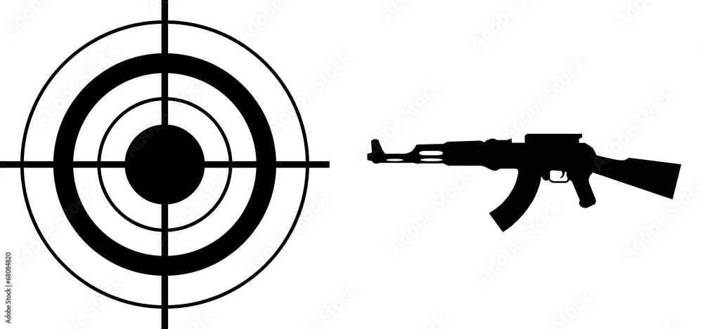 Fusil d'assaut et une cible Stock Illustration