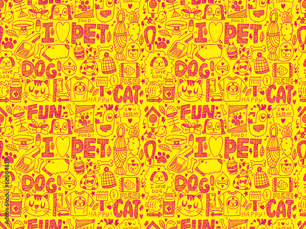 seamless doodle pet pattern seamless doodle pet pattern
