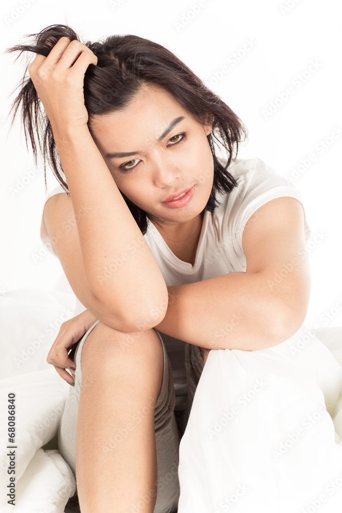 Portrait of a beautiful young woman in bed Portrait of a beautiful young woman in bed