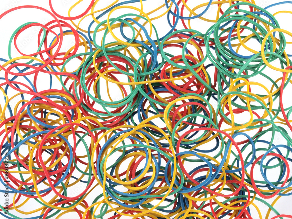 Close up of colourful rubber bands