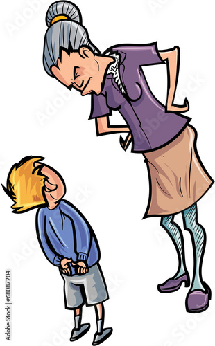 Cartoon teacher scolding a child