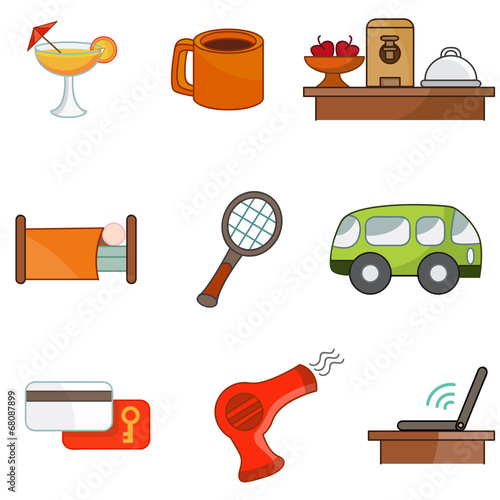 Hotel Amenity Icon Set