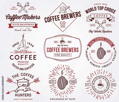 Coffee badges and labels colored