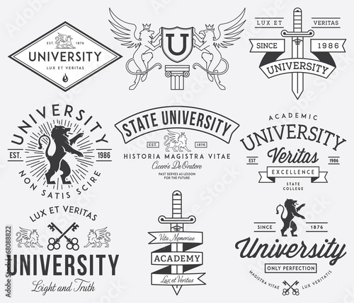 College and University badges Black
