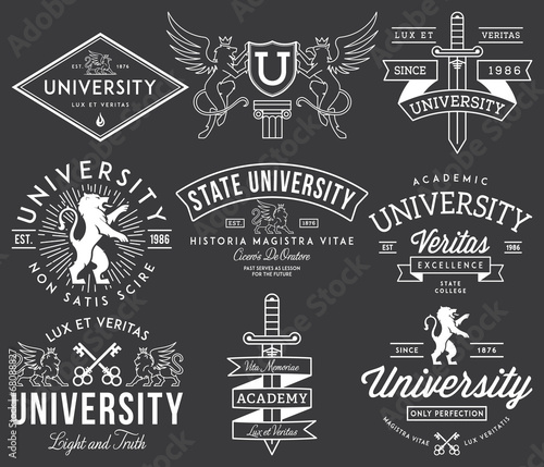 College and University badges White on Black