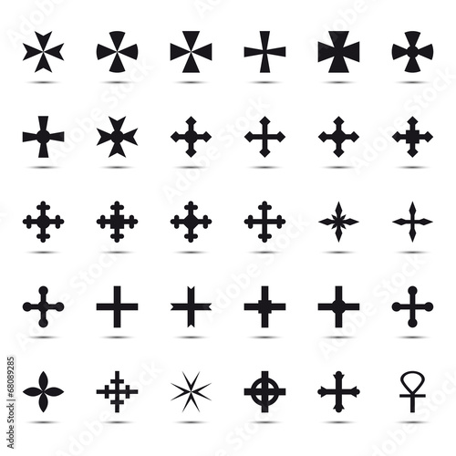 Big collection of crosses isolated on white background