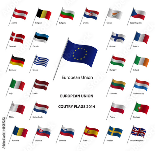 European Union country flags 2014, member states EU