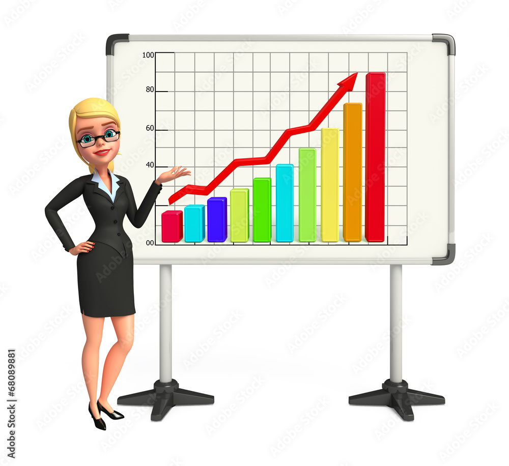 Young Business Woman with business graph Young Business Woman with business graph