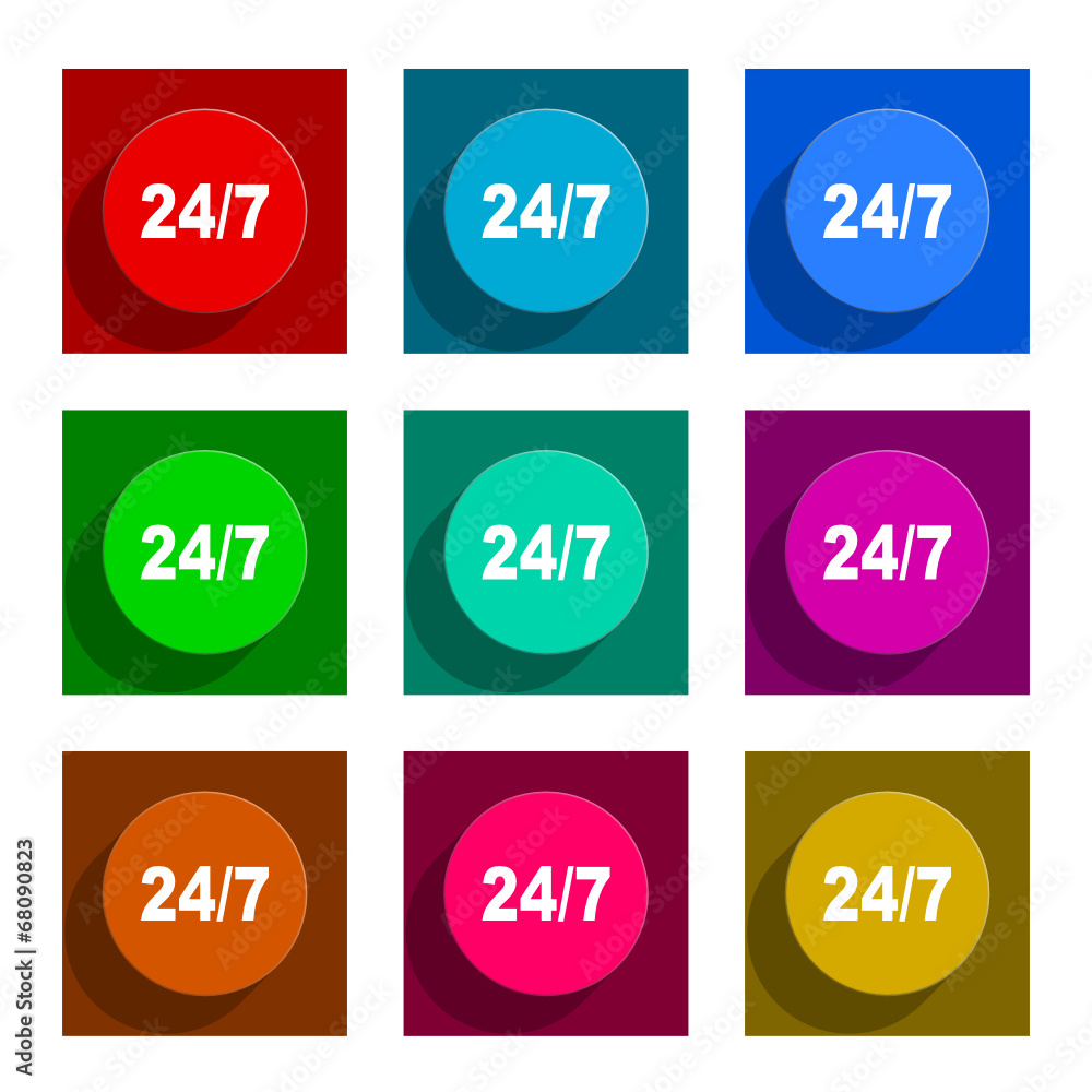 24/7 flat icon vector set 24/7 flat icon vector set