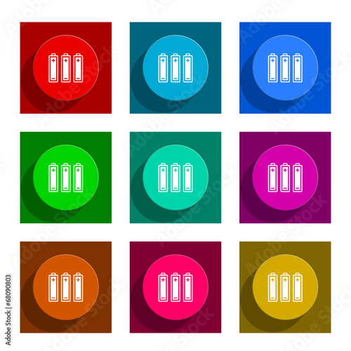battery flat icon vector set