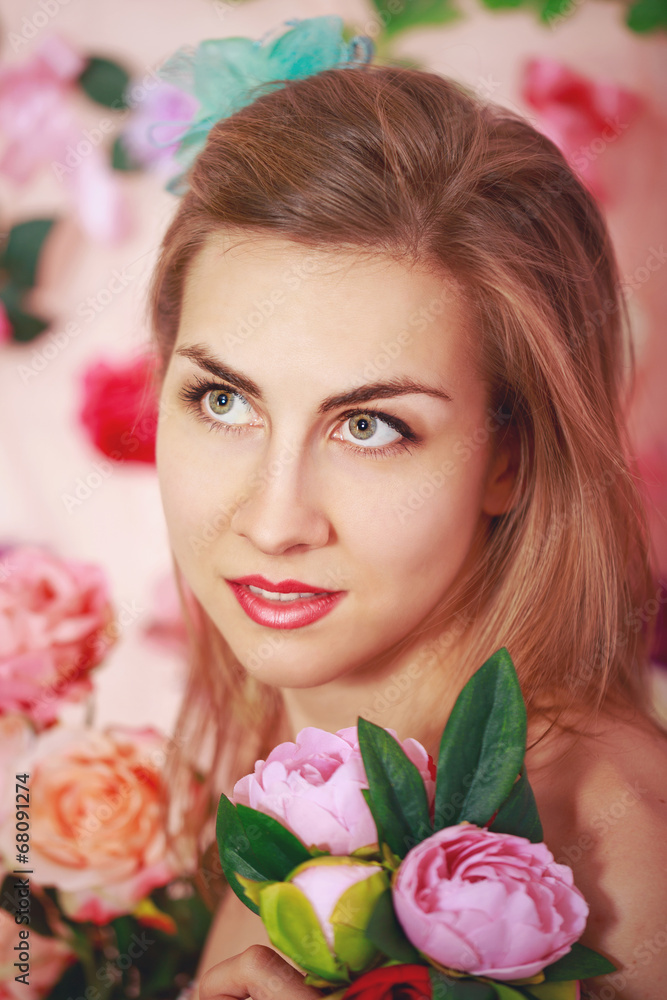 Cute girl with flowers Cute girl with flowers