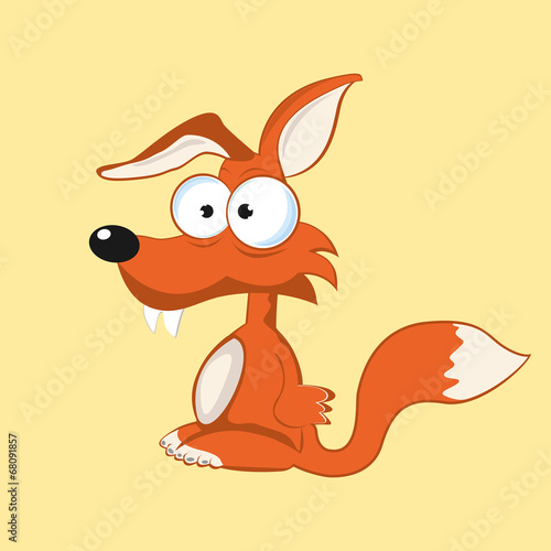 Stock funny fox with bulging eyes eps
