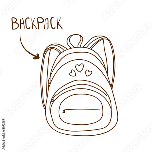 Sketchy outlined illustration of fashionable woman's backpack