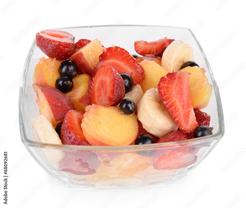 Fresh fruits salad in bowl isolated on white Fresh fruits salad in bowl isolated on white