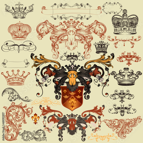 Collection of vector heraldic elements for design