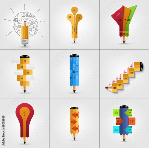 vector modern pencil infographics set.