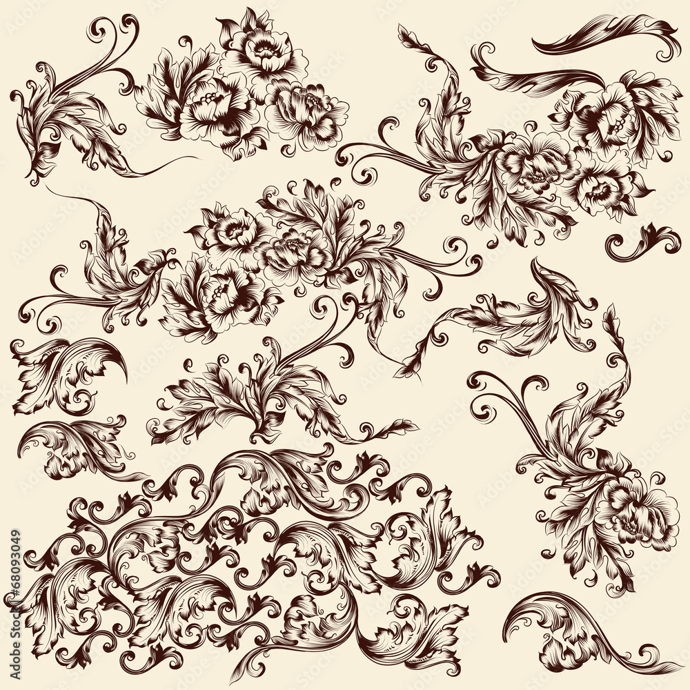 Fototapeta premium Collection of vector swirls for design