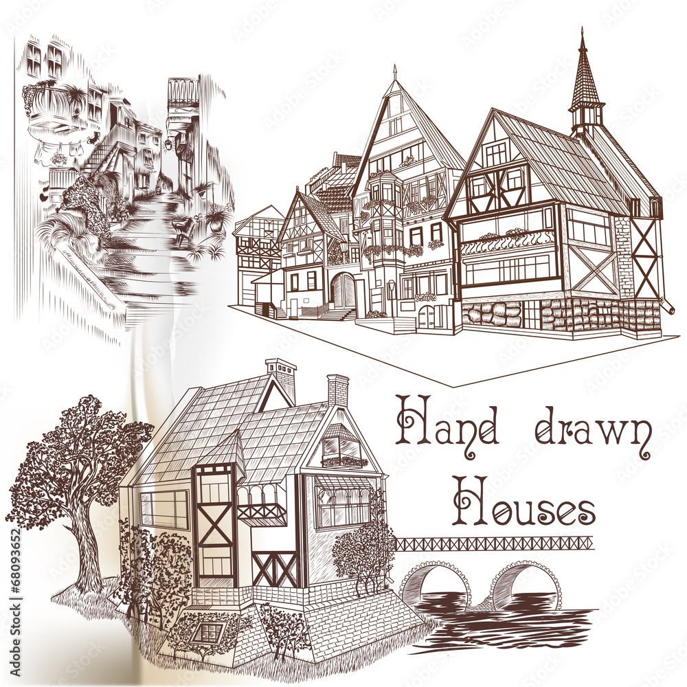 Hand drawn vector houses
