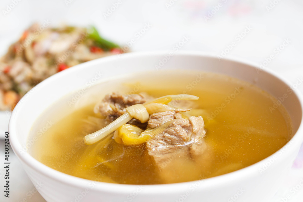 Lily flower and sparerib soup. Lily flower and sparerib soup.