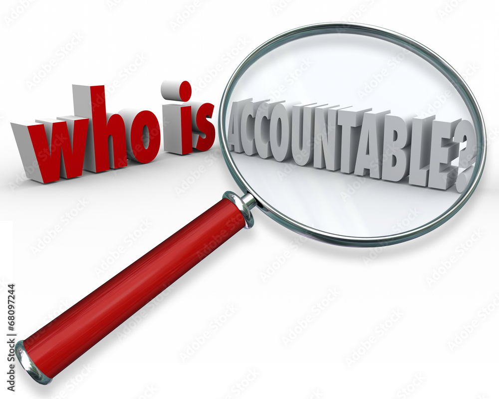 Who is Accountable Words Magnifying Glass Credit Blame Who is Accountable Words Magnifying Glass Credit Blame