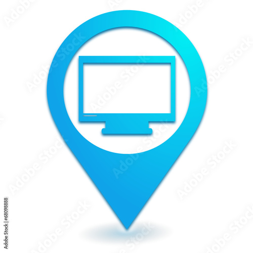 télévision sur symbole localisation bleu