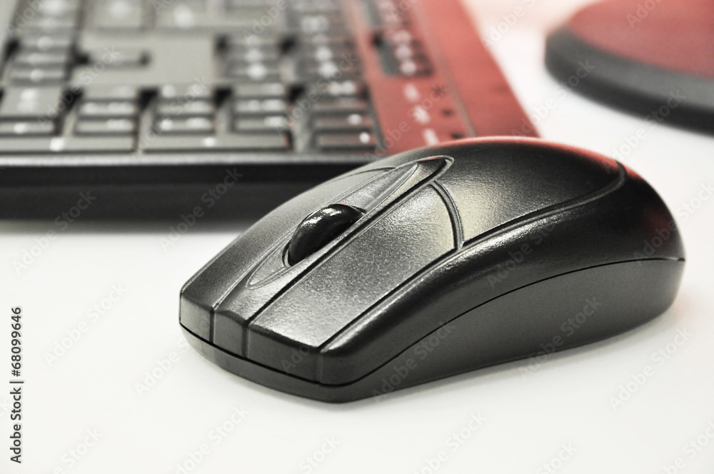 Black optical wireless mouse & computer keyboard Black optical wireless mouse & computer keyboard