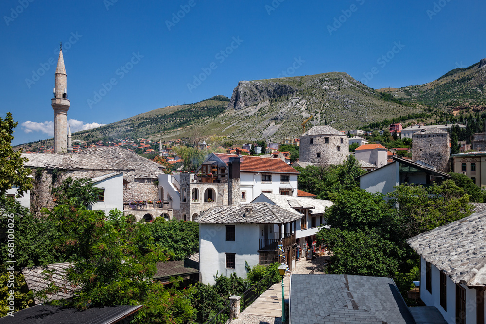 View at the Old Town in Mostar, Bosnia and Herzegovina.