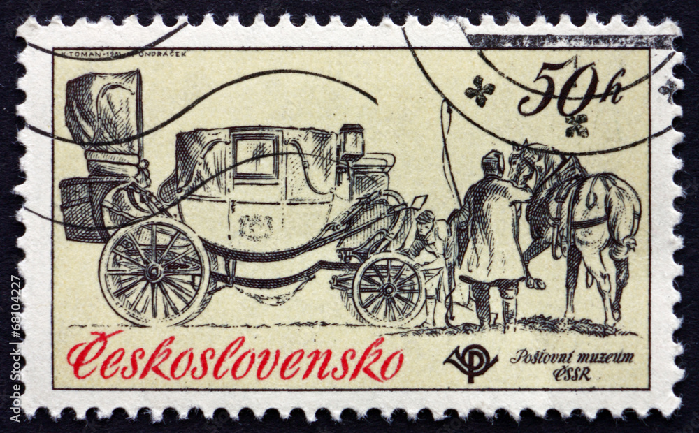 Postage stamp Czechoslovakia 1981 Mail Coach, Landau, 1800