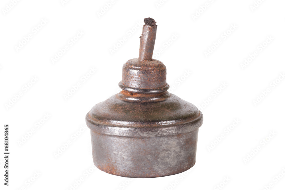old oil lamp isolated on white background