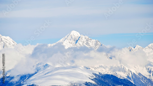 snow-covered mountain peak in Dolomites, Italy © vvoe